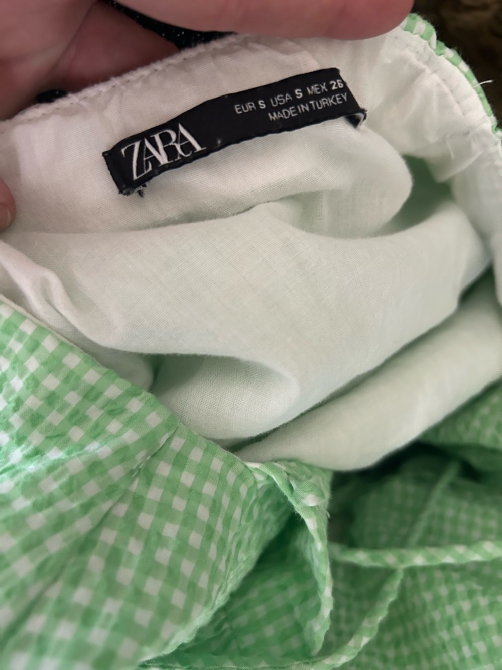 Zara Pastel Green Gingham Puff-Sleeve Mini Dress - Picture 12 of 12